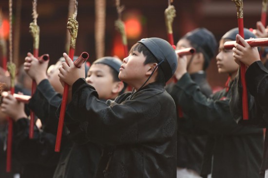 3月20日拍摄的春祭典礼现场。新华社记者 黄扬 摄