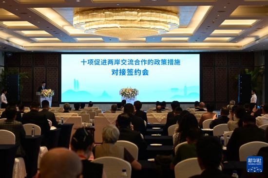 6月13日拍摄的十项促进两岸交流合作的政策措施对接签约会现场。新华社记者 林善传 摄